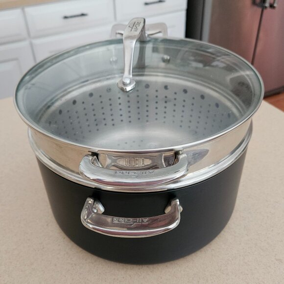 RARE ALL CLAD LTD ANODIZED PASTA PENTOLA 7 QUART STOCKPOT & STAINLESS COLANDER - Picture 3 of 14